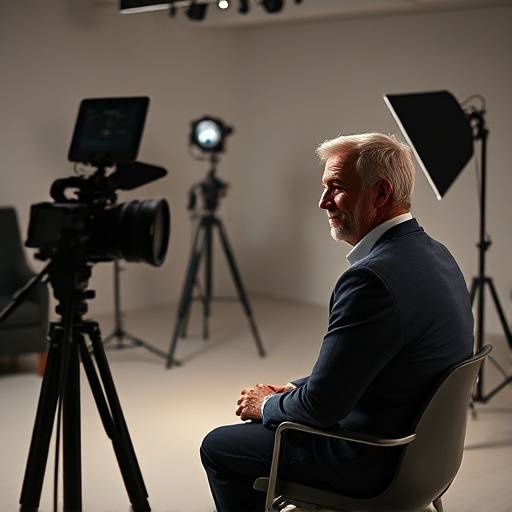 Stillbillede fra interview med Lars Fruergaard Jørgensen, CEO for Novo Nordisk, i et moderne studie.